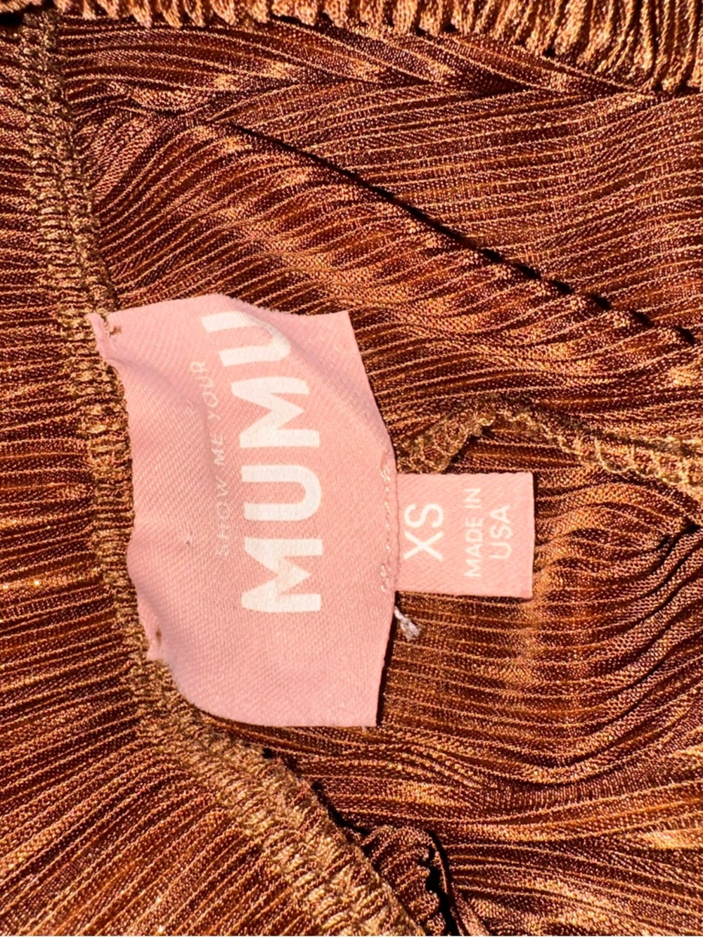 Show Me Your MuMu Metallic Copper Pleated Pants - Picture 3 of 3